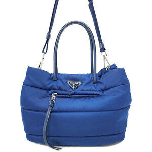 Prada Tessuto Bomber 2way Crossbody Hand Bag blue